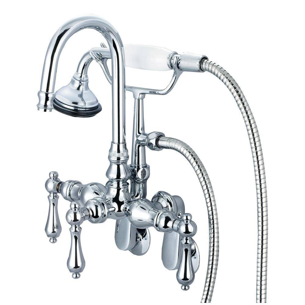 Water Creation 3-Handle Vintage Claw Foot Tub Faucet with Hand Shower and Lever Handles in Triple Plated Chrome F6-0011-01-AL