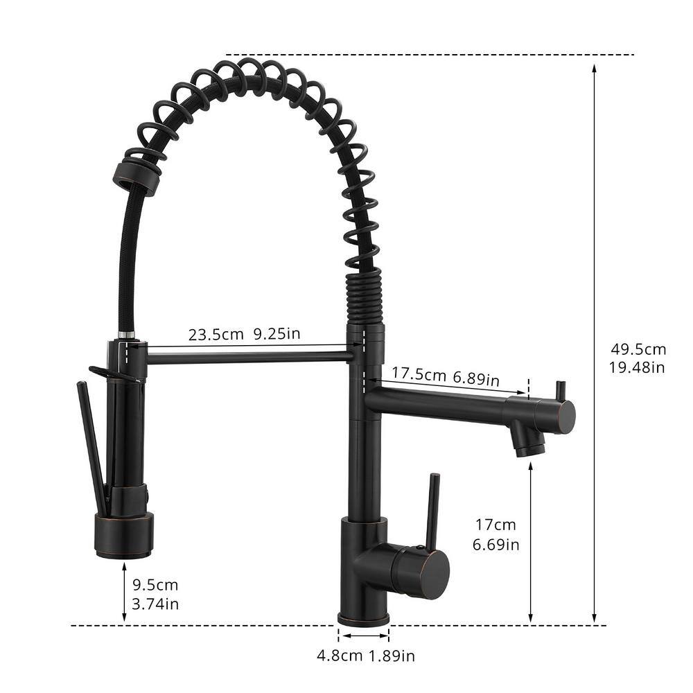 Tahanbath Single Handle Pull Down Sprayer Kitchen Faucet Single-Hole Brass Sink Basin Faucet in Oil Rubbed Bronze X-XY-191-33ORB-50-1-US