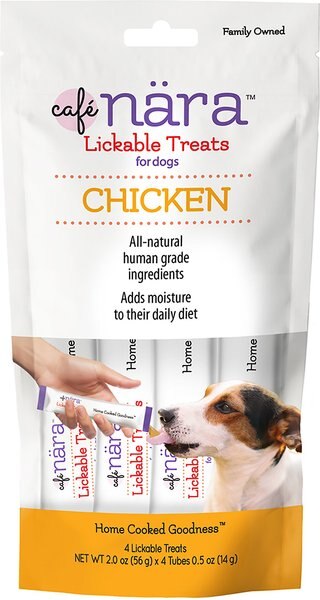 Cafe Nara Chicken Flavored Lickable Dog Treats， 2-oz bag， 4 count