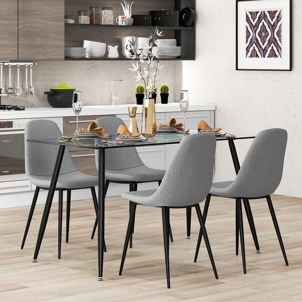 Modern Glass Rectangular Dining Table with Metal Legs   51\