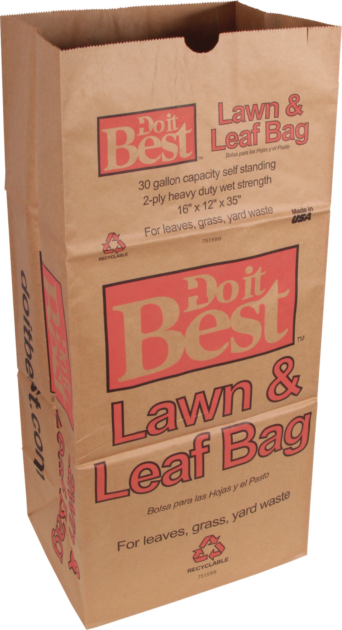 Do it Best Yard Waste Lawnamp Leaf Bag 30 Gal. Natural Kraft