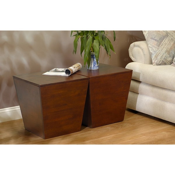 Wood Side tabel Coffee table with Storage Cube shape End Table