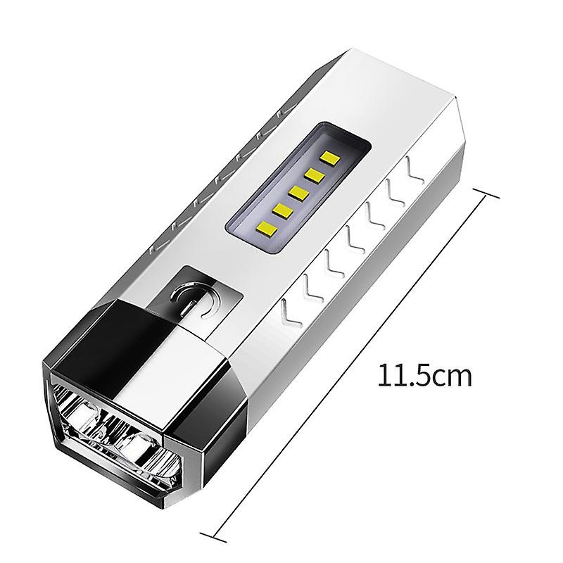 Usb Rechargeable 2 Led + 5 Cob Flashlight 4 Lighting Modes Mini Portable Emergency Light