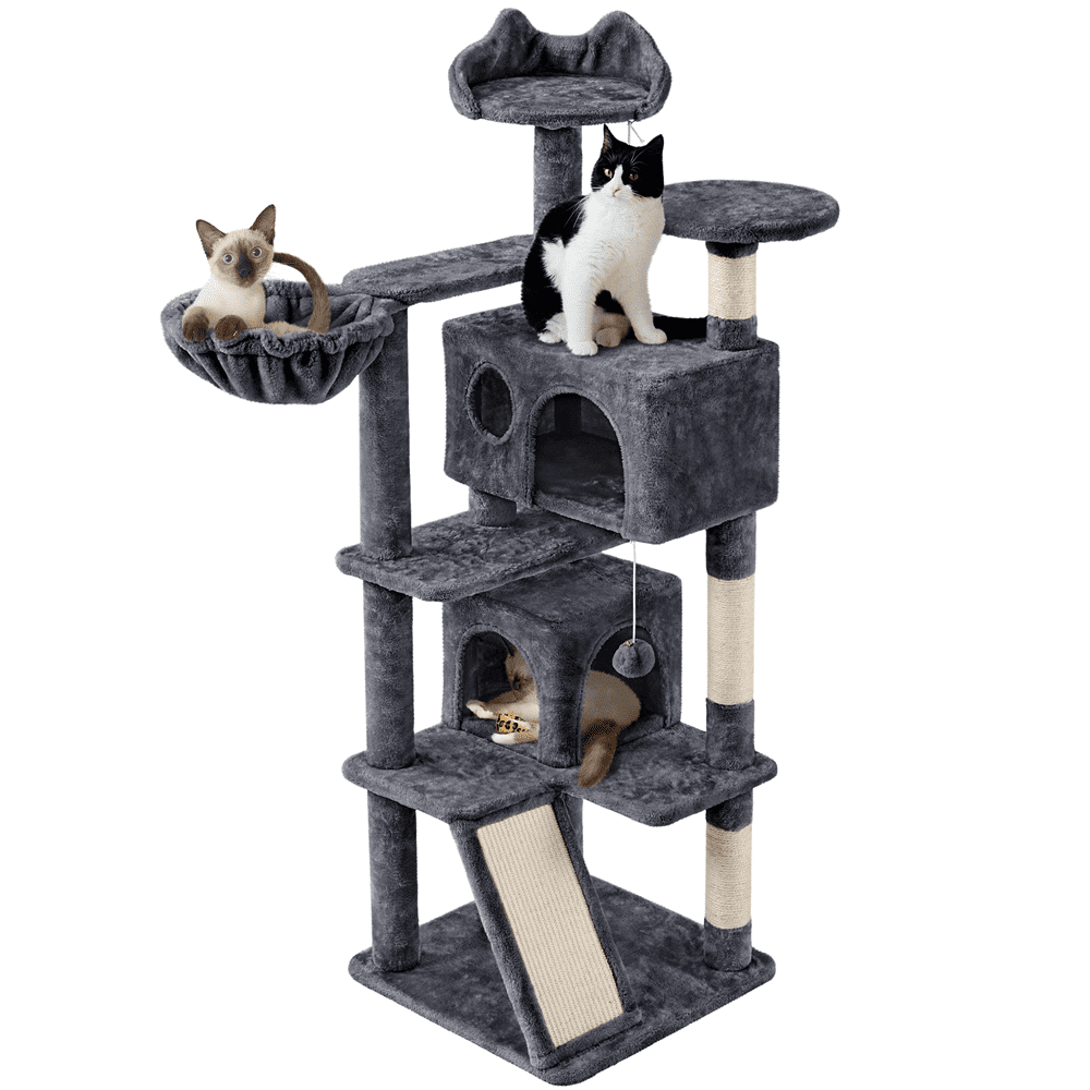 Yaheetech 57'' H Cat Tree Condo Tower w/ Condos， Dark Gray