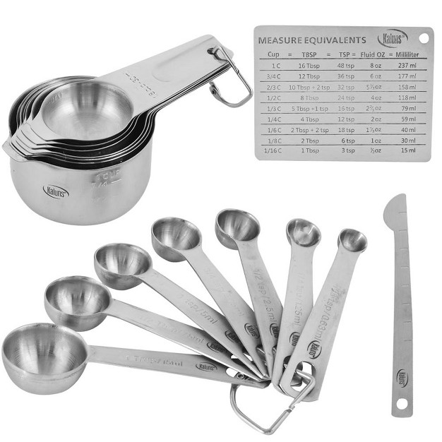 Kaluns Measuring Cups And Spoons Set 16 Piece Stainless Steel