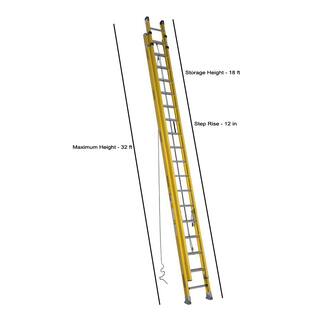 Werner 36 ft. Fiberglass D-Rung Extension Ladder with 300 lb. Load Capacity Type IA Duty Rating D7136-2