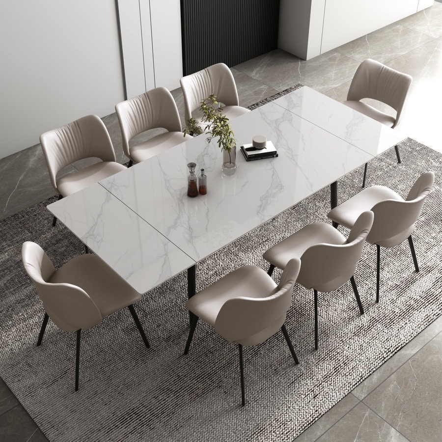 62.9'' to 94.4'' Extendable Dining Tables for 4 to 8   New sintered Stone Material Rectangle Dining Table