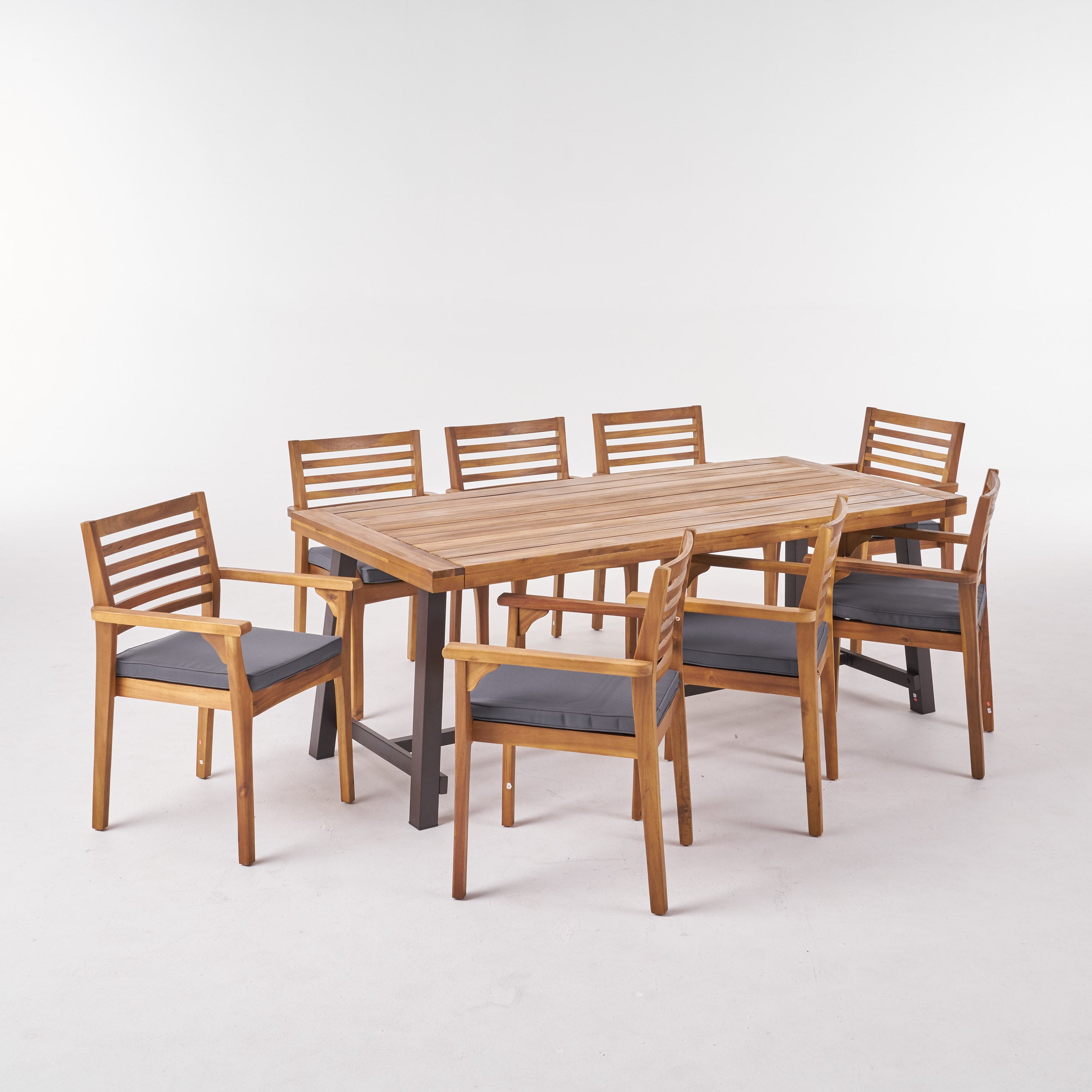 Phyllis Outdoor Acacia Wood 8 Seater Dining Set