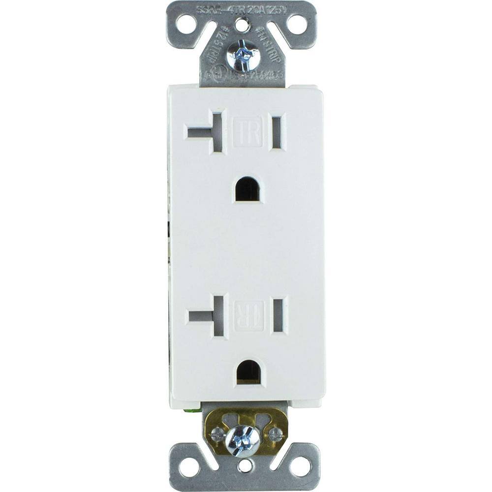 Faith Decorator Receptacle 20 Amp 125-Volt Tamper-Resistant NEMA5-20R Commercial Grade Duplex Outlet White (10-Pack) SSRE4TR-WH-10