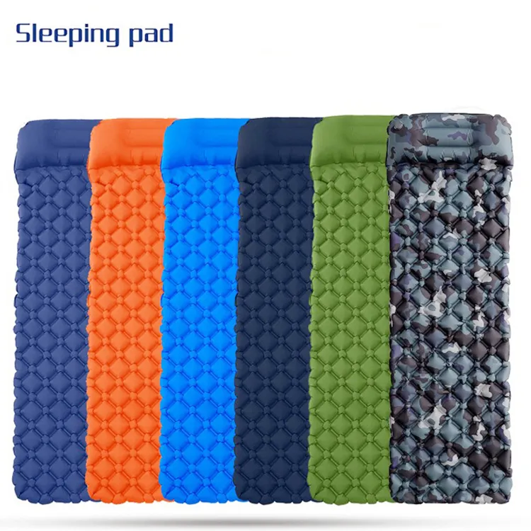 Ultralight Inflatable Camping Sleeping Pad Mat with Pillow Lightweight Compact Air Mattress Insulated Sleeping Mat