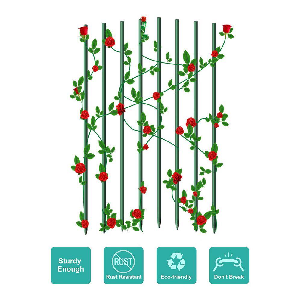 Ecostake Garden Stakes 6 ft. for Climbing Plants Supports Pole Rust-Free Plant Sticks Fence Post (50-Pack) Dark Green FS386DG50-WI