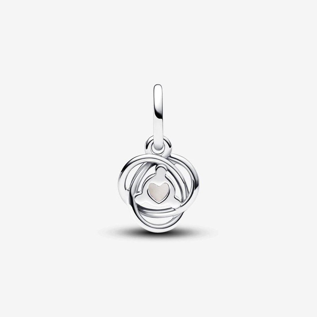 PANDORA  June White Eternity Circle Dangle Charm - Sterling Silver