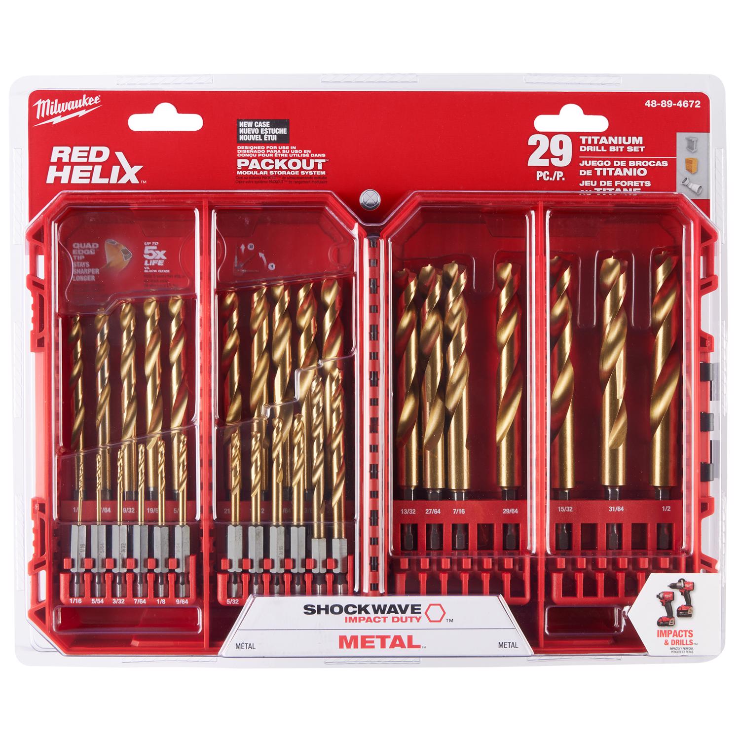 MW Shockwave Titanium Red Helix Drill Bit Set 29 pc