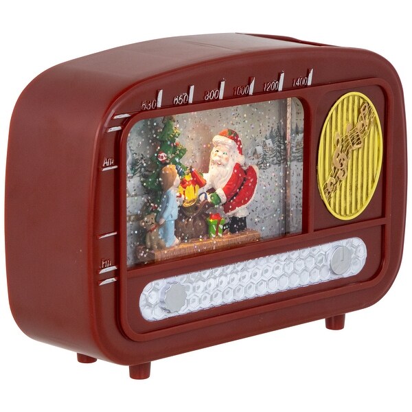 LED Lighted Santa Sighting Retro Radio Christmas Snow Globe