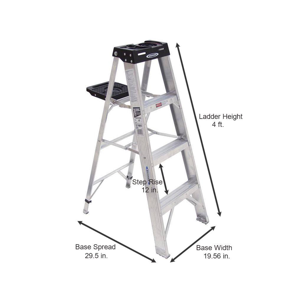 Werner 4 ft. Aluminum Step Ladder with 300 lbs. Load Capacity Type IA 374