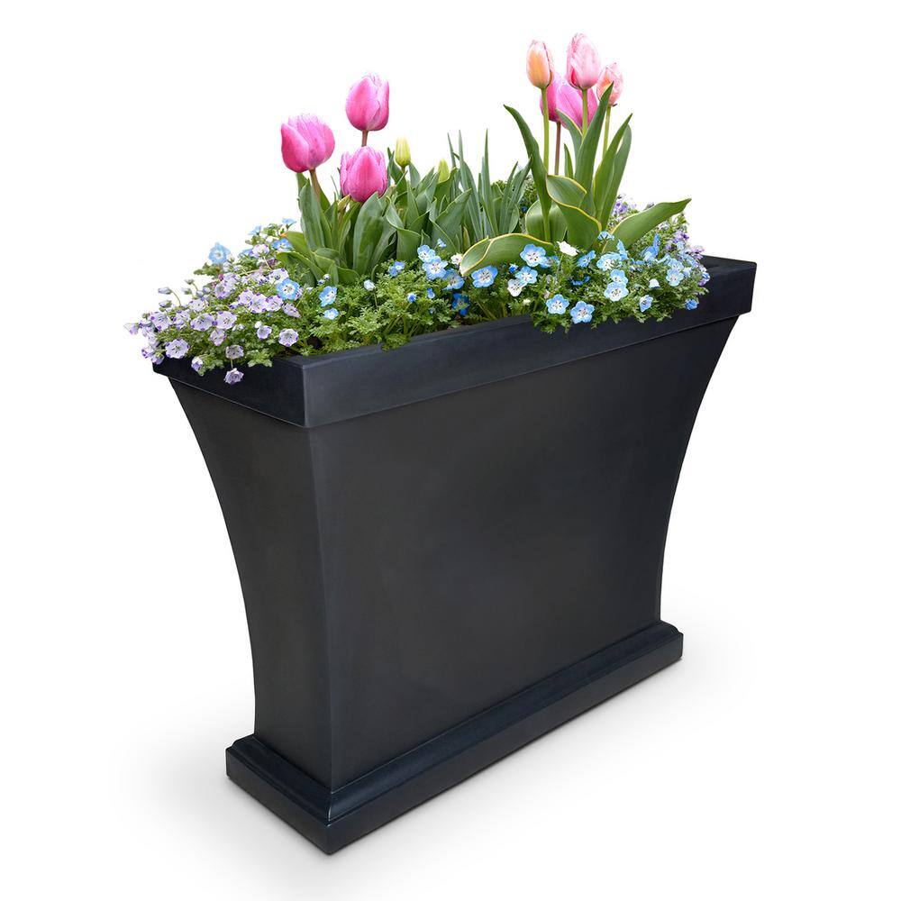 Mayne Bordeaux 40 in. Black Polyethylene Trough Planter 8890-B