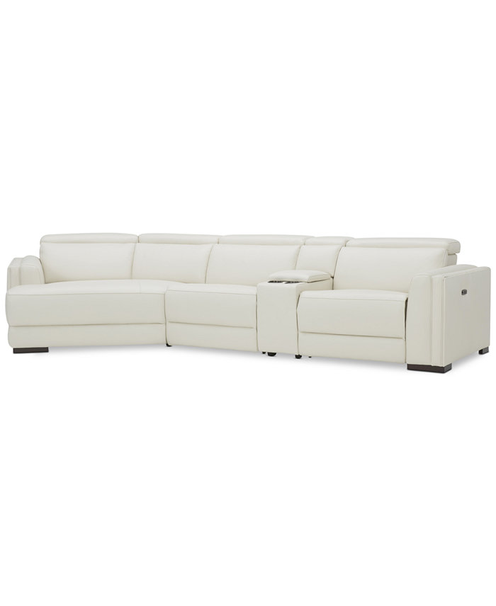 Furniture Jenneth 4Pc Leather Cuddler Sectional with 2 Power Recliners