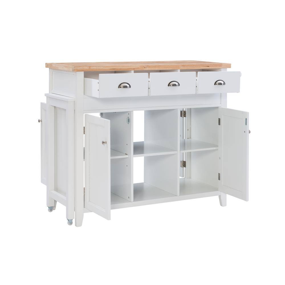 Linon Home Decor Larson White Kitchen Cart with Storage and Built-in Towel Bar THD01928