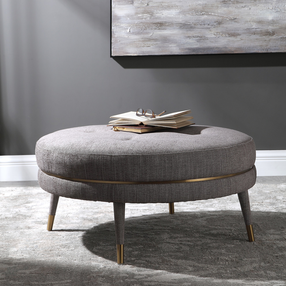 Blake Modern Taupe Ottoman   Midcentury   Footstools And Ottomans   by Ownax  Houzz