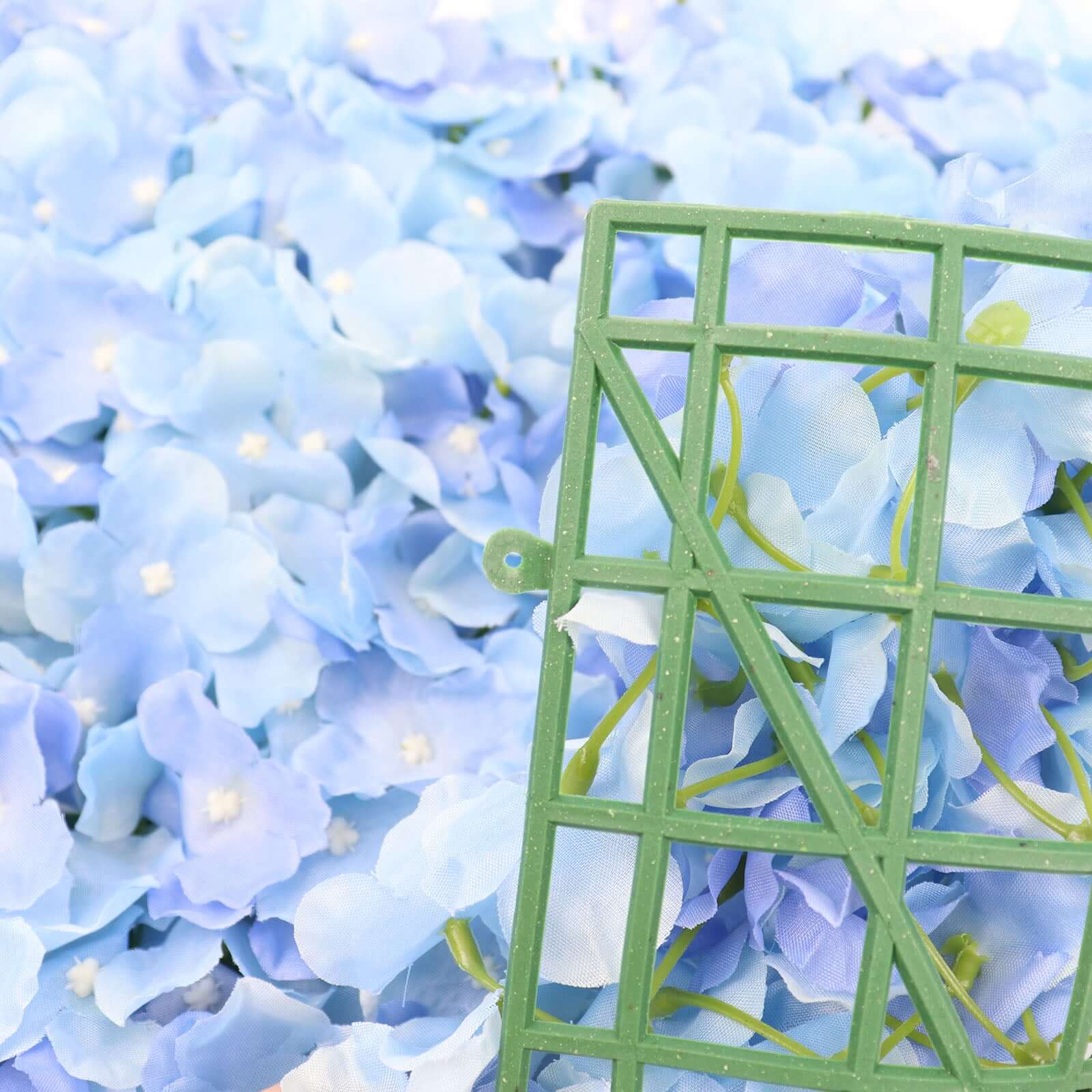 Light Blue UV Protected Hydrangea Flower Wall Mat Backdrop - 4 Artificial Panels 11 Sq ft.