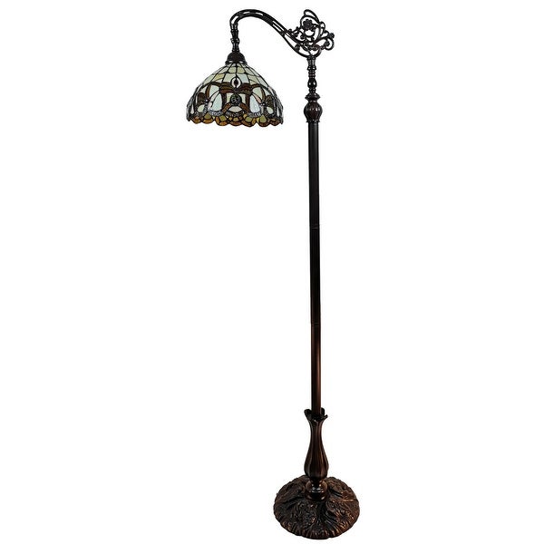 HomeRoots 72 Brown Traditional Shaped Floor Lamp With Brown Stained Glass Bowl Shade - 11