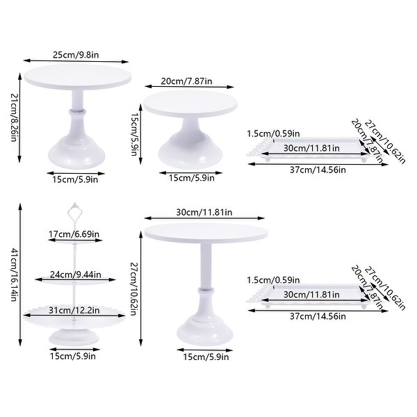 12 Pcs White Cake Display Table Tiered Cake Stand Plate