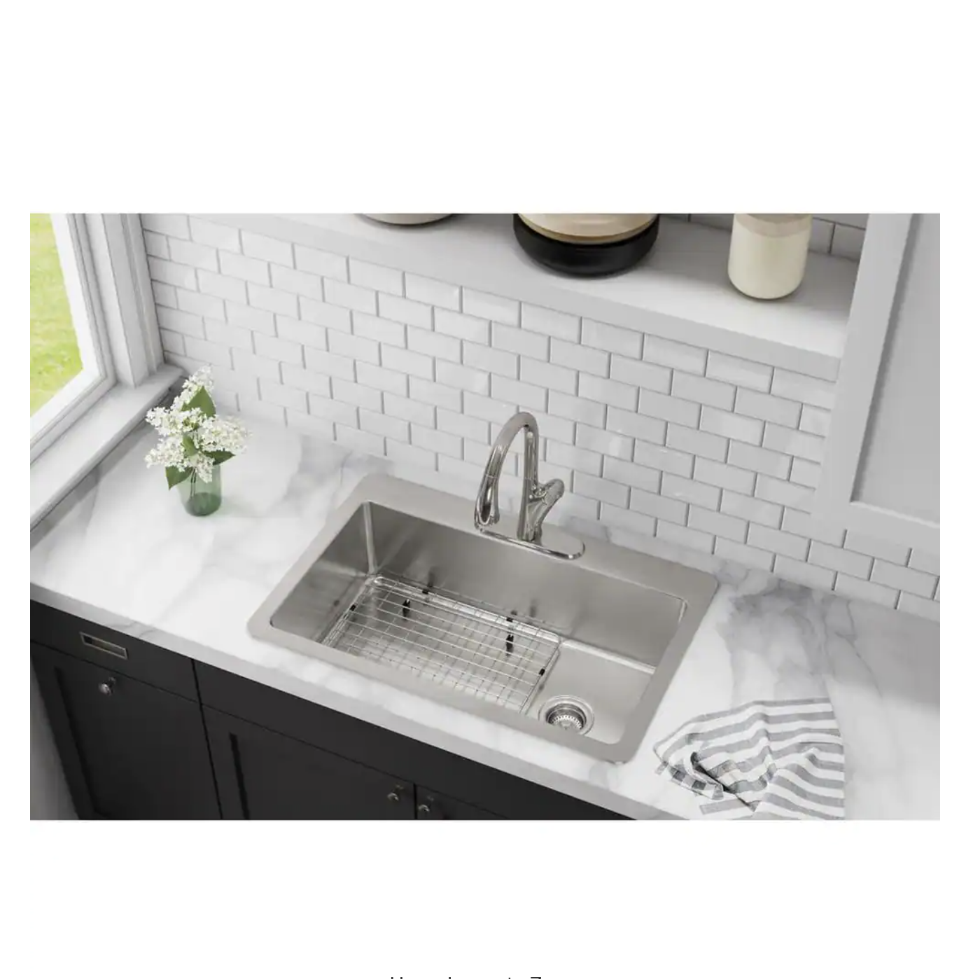 Elkay Avenue Drop-in/Undermount Stainless Steel 33 in. Single Bowl Kitchen Sink with Bottom Grid