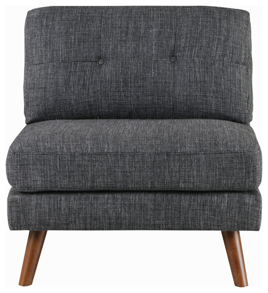 Benzara BM229623 Mid Century Style Fabric Armless Chair  Splayed Legs  Dark Gray   Midcentury   Armchairs And Accent Chairs   by VirVentures  Houzz