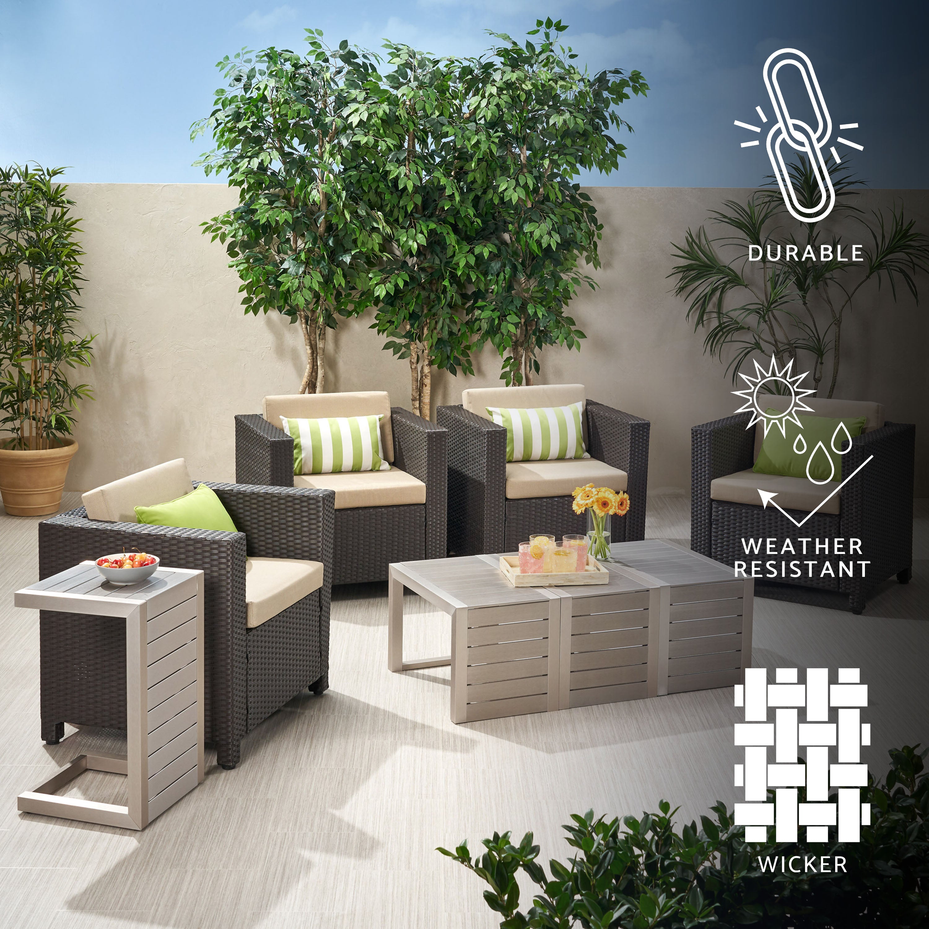 Venice 4-Seater Outdoor Chat Set with Side Tables