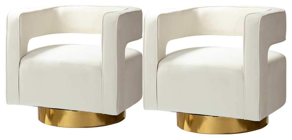 Velvet Swivel Armchair Set of 2   Contemporary   Armchairs And Accent Chairs   by Karat Home  Houzz