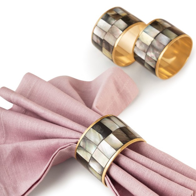 Gauri Kohli Serena Black Pearl Napkin Rings Set Of 6