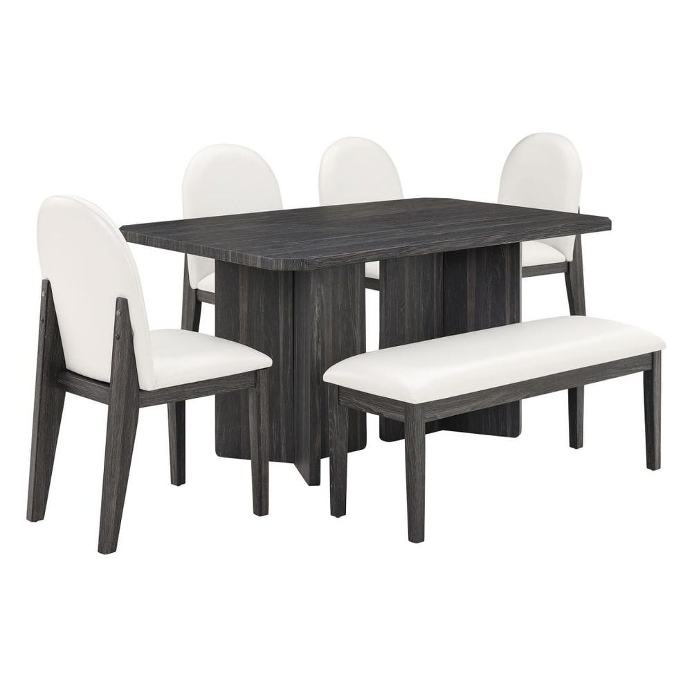 Modern 6 piece dinner set including dining table dining chairs