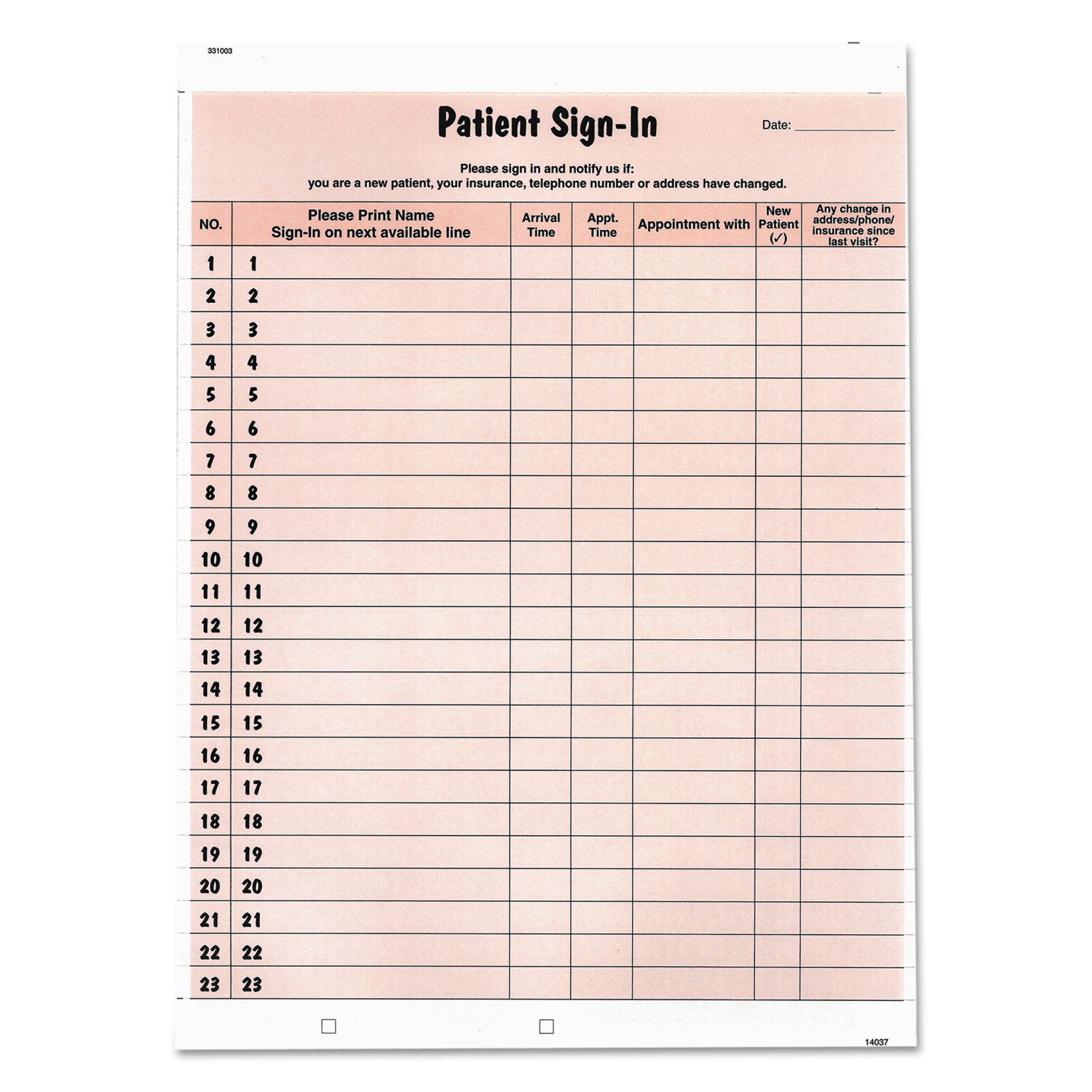 Patient Sign-In Label Forms by Tabbiesandreg; TAB14530