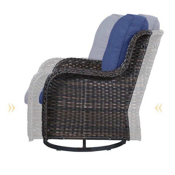 Pocassy PE Wicker Rocking Chair Swivel Chairs Glider Chair