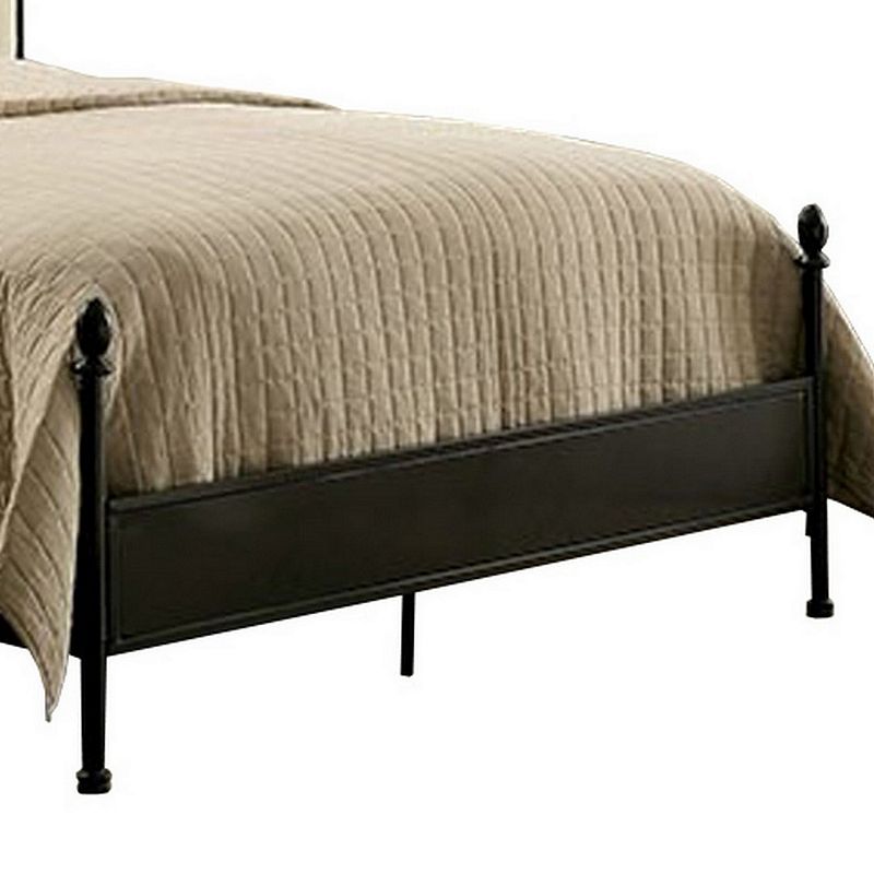 Transitional Full Size Bed with Ball Finials， Black