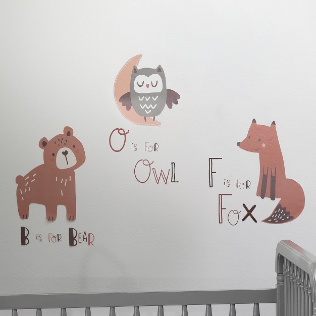 Bedtime Originals Animal Alphabet Beige gray Bear owl fox Woodland Wall Decals