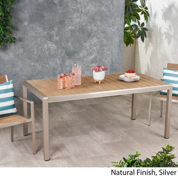 Cape Coral Aluminum Faux Wood Dining Table by Christopher Knight Home