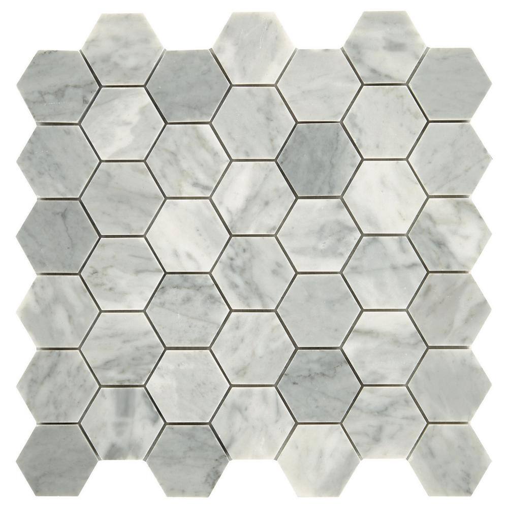 Daltile Restore Mist Honed 12 in. x 12 in. Marble Mosaic Tile (0.97 sq. ft. piece) ST832HEXCCMS1U