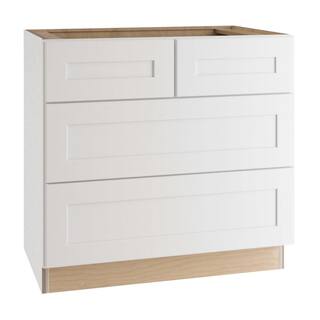 Home Decorators Collection Newport Assembled 36x34.5x24 in. Plywood Shaker Cooktop Base Kitchen Cabinet Soft Close Drawers in Painted Pacific White BCT36-NPW