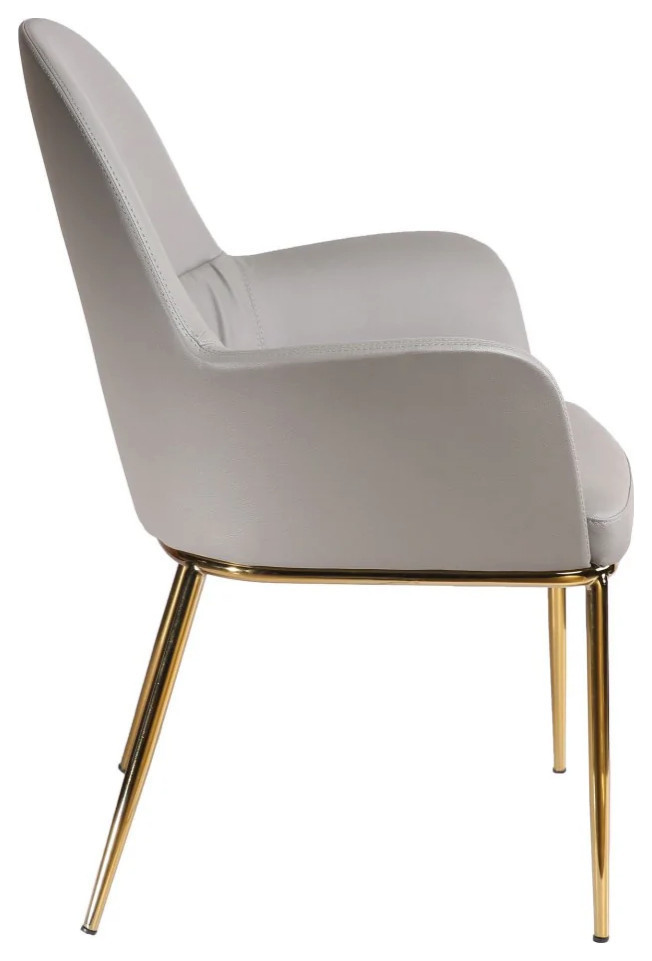 Melinda Modern Gray Leatherette and Gold Accent Chair   Midcentury   Armchairs And Accent Chairs   by Rustic Home Furniture Deco  Houzz