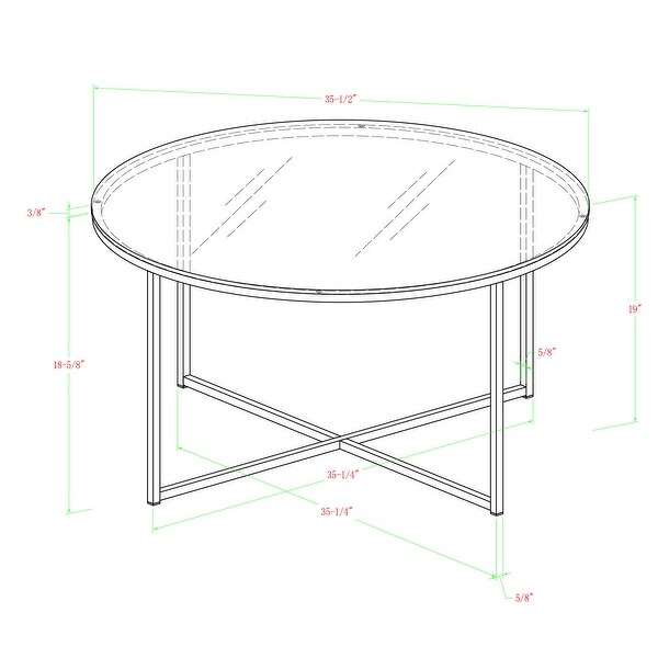 Modern Round Coffee Table， Glass/Gold