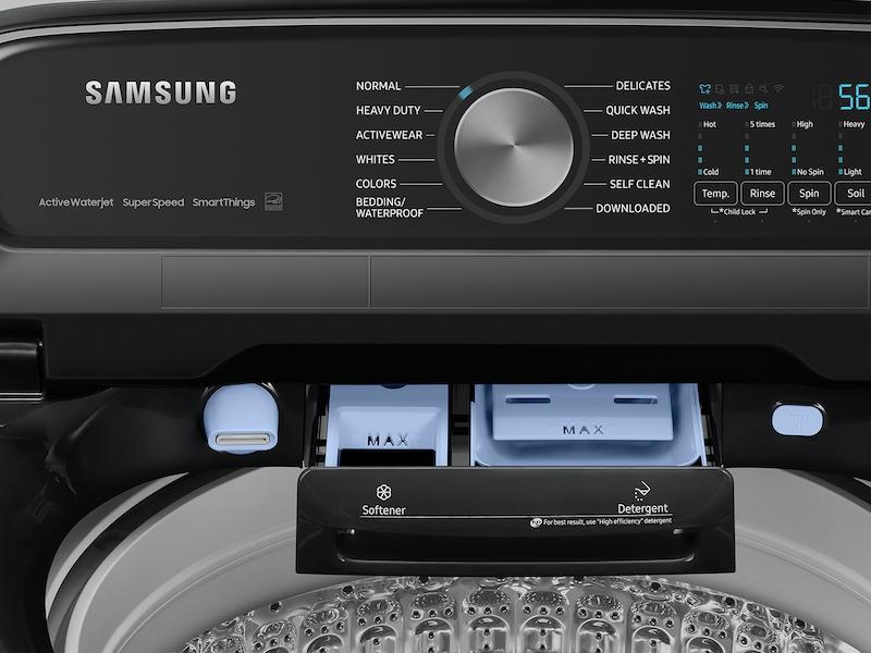 Samsung WA55CG7100AV 5.5 Cu. Ft. Extra-Large Capacity Smart Top Load Washer With Super Speed Wash In Brushed Black