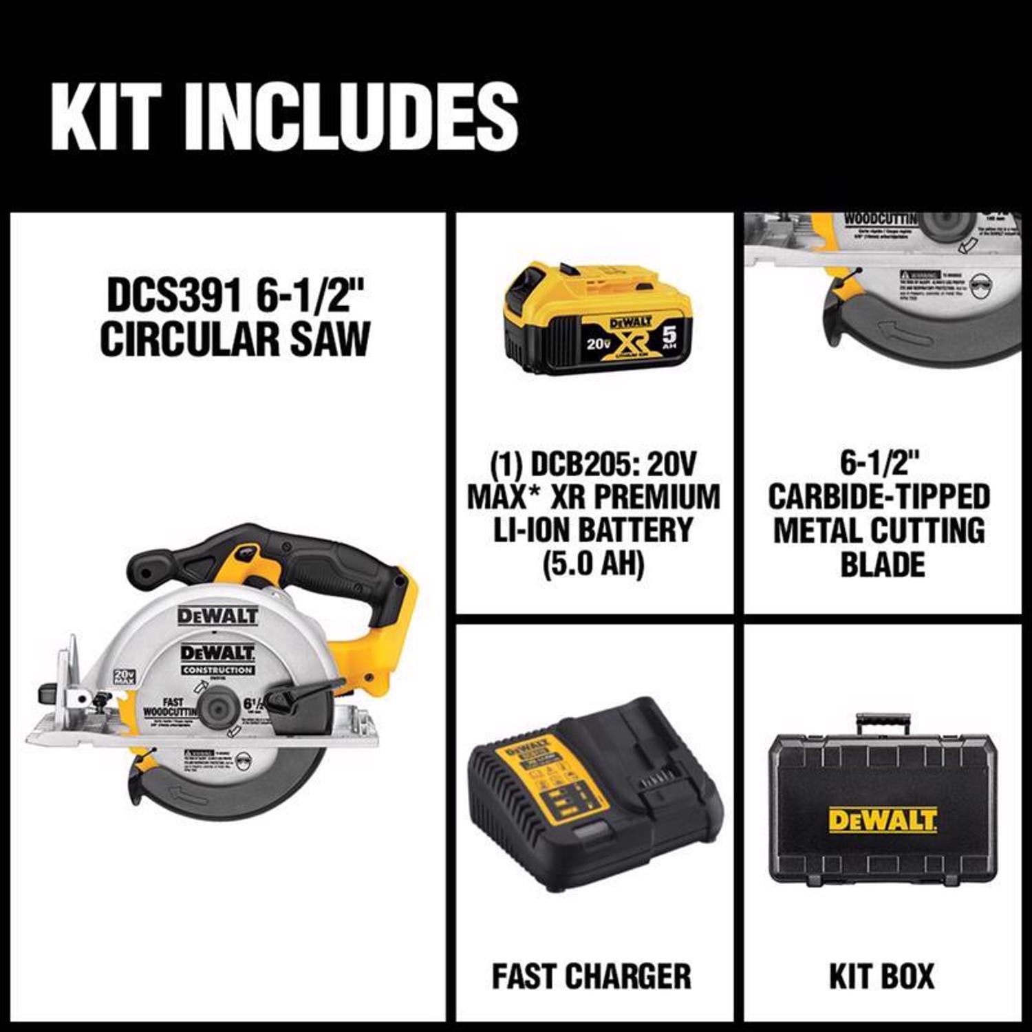 DW 20V MAX 6-1/2 in. Cordless Brushed Circular Saw Kit (Battery \u0026 Charger)