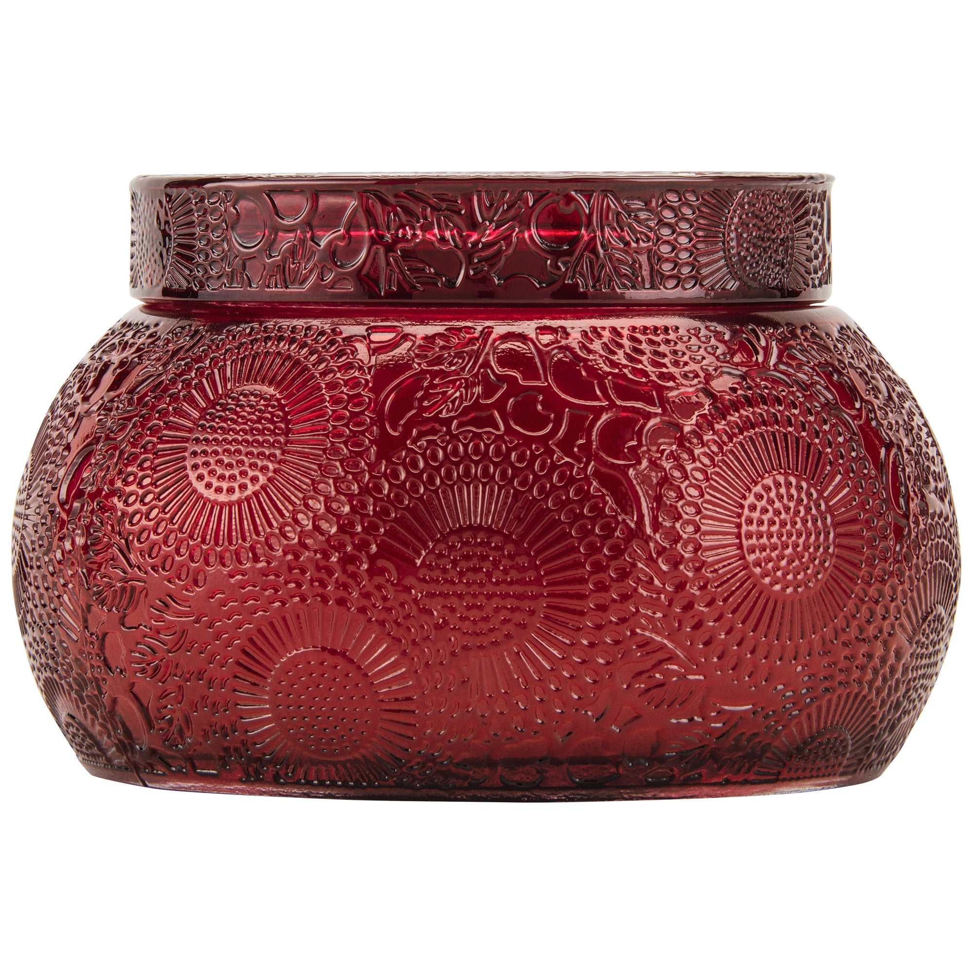 Chawan Bowl 2 Wick Embossed Glass Candle in Goji Tarocco Orange