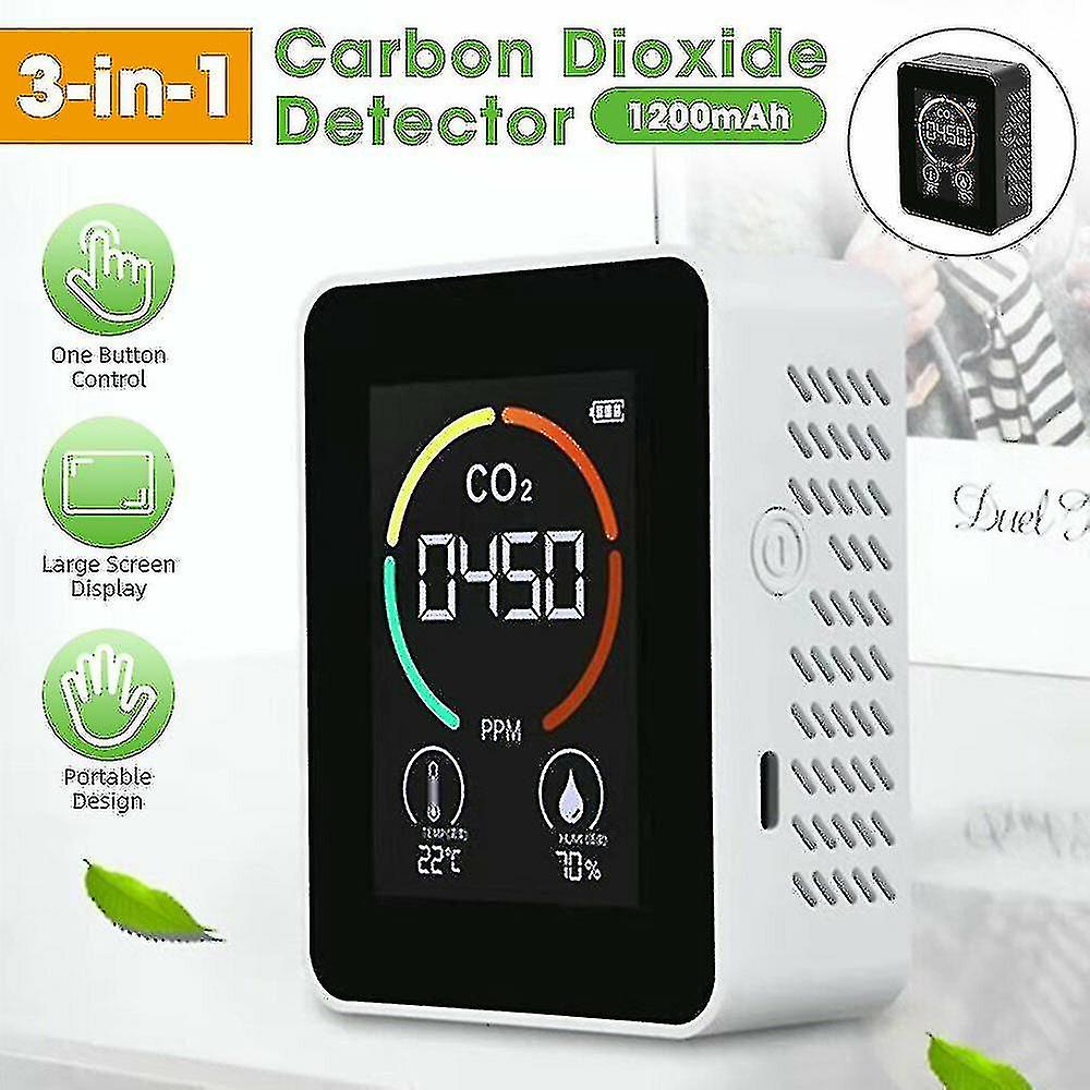 Huasi-portable 3 In 1 Co2 Detector Temperature Test Meters Humidity Air Quality Monitor