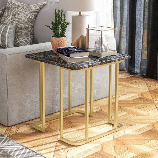 Furniture of America Deeanne Contemporary 24-inch Faux Marble Side Table