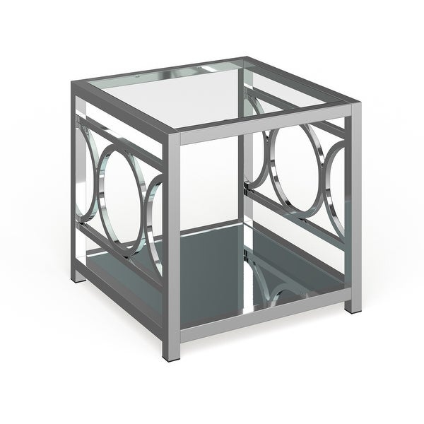 Silver Orchid Pehrson 24-inch Glass Top Metal 1-shelf Side Table