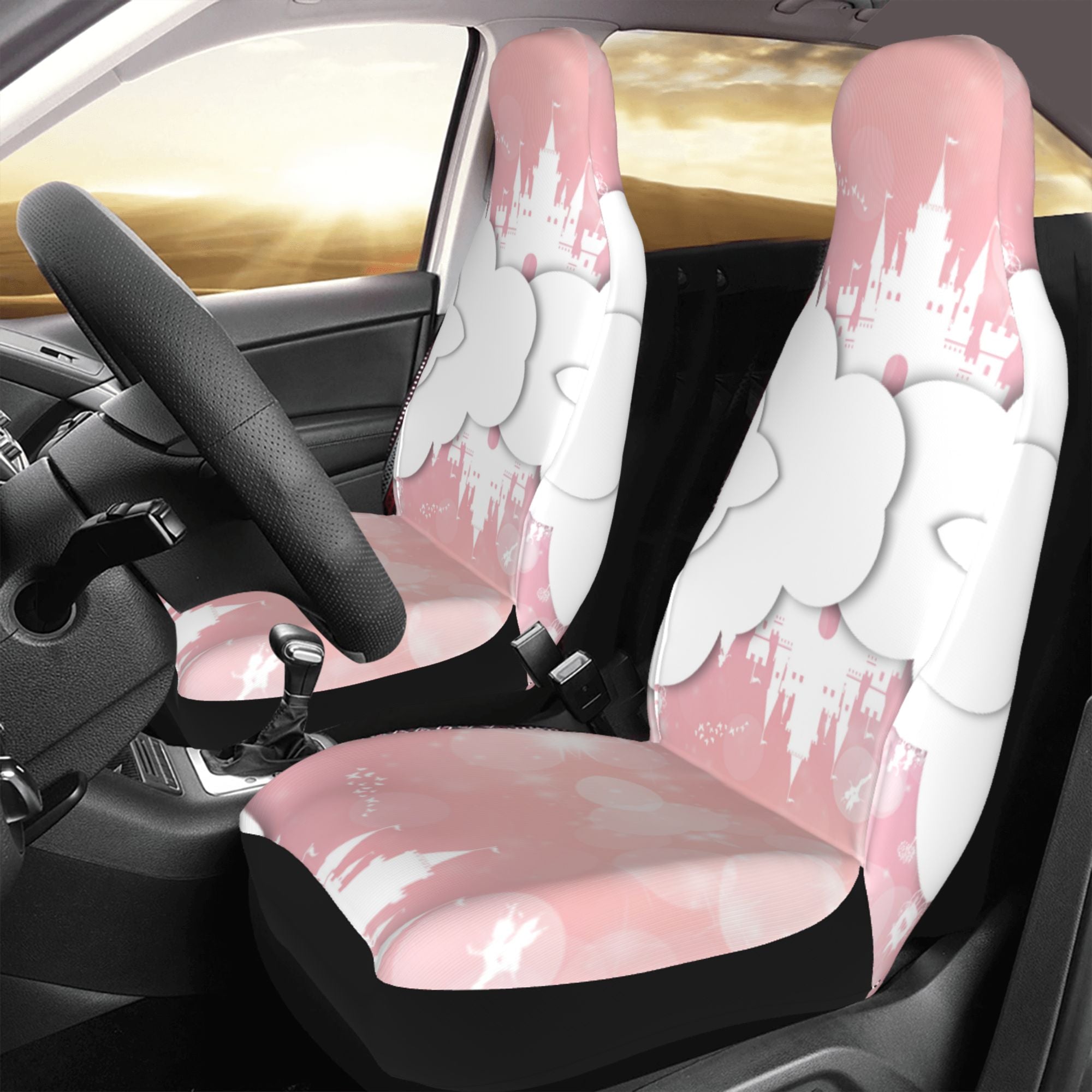 ZICANCN Car Seat Covers Front Seats Only，Dream Fairy Tale Castle Unicorn Automotive Seat Covers Protectors for Cars Trucks Suv 2 Pack