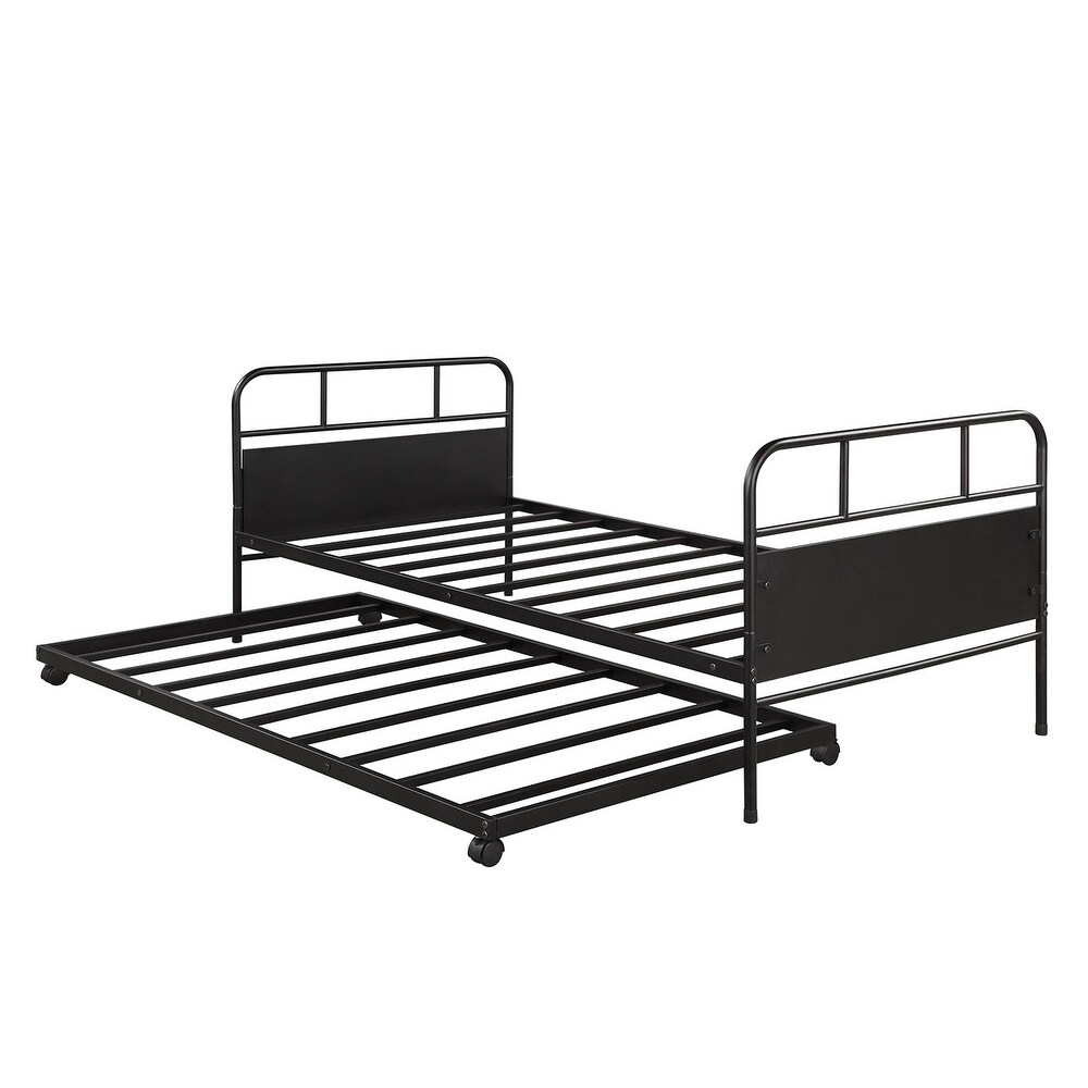 Metal Daybed Platform Bed Frame with Trundle