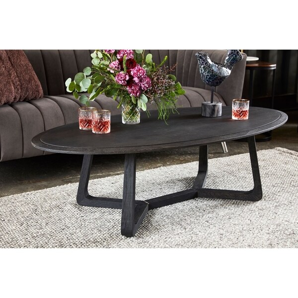 Aurelle Home Napa Solid Oak Modern Coffee Table